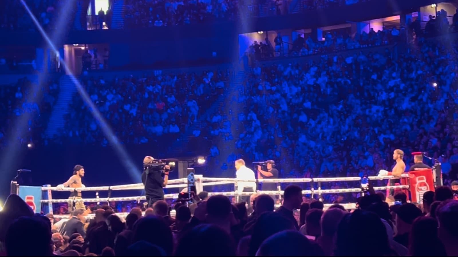Boxing match in the ring, editorial sports image