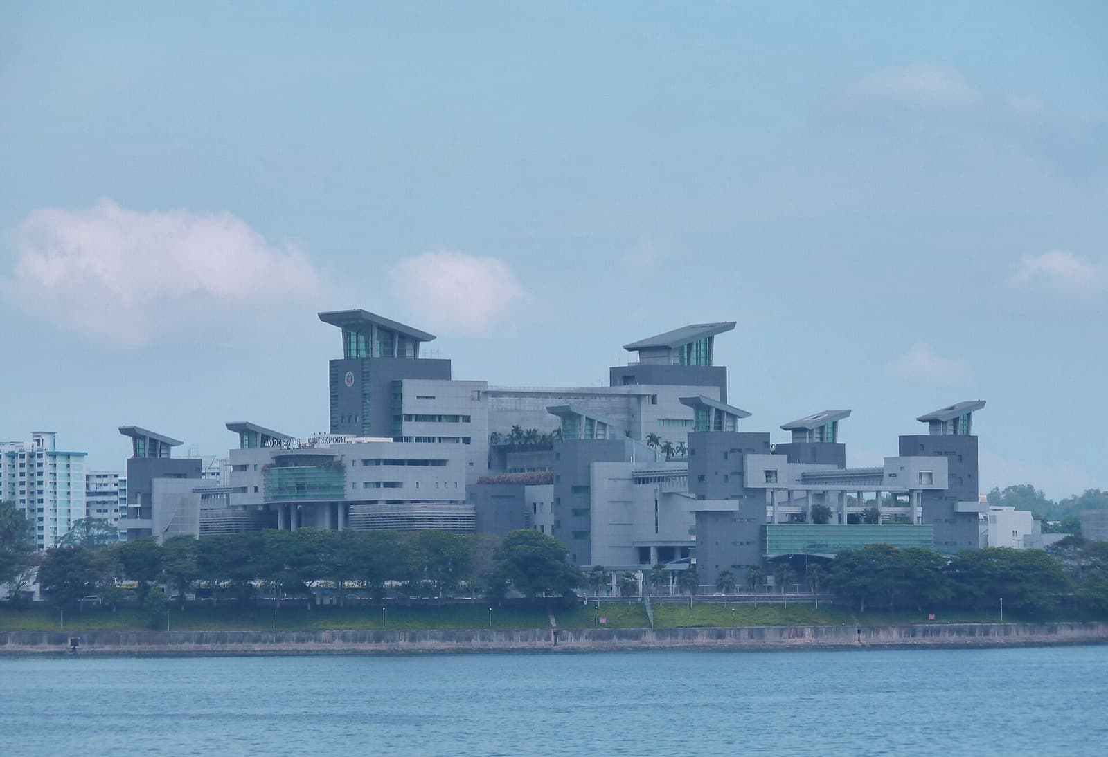 Woodlands Checkpoint, Singapore, seen across the Johor Strait